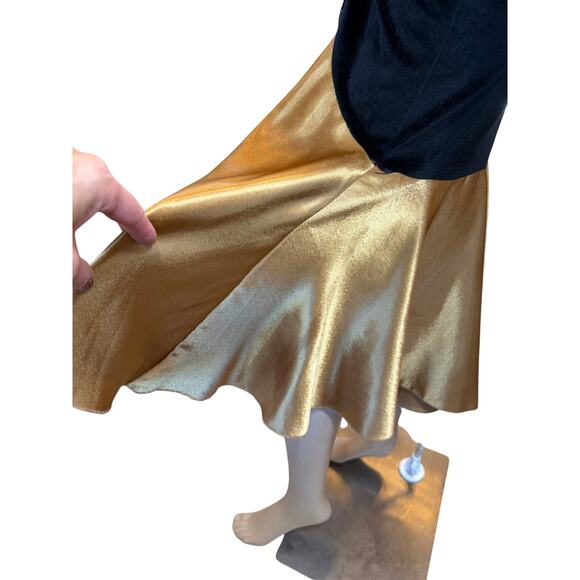 Vintage Roaring 20's Flapper Great Gatsby Black Velvet Gold Dress SZ XS Cosplay - Picture 7 of 16